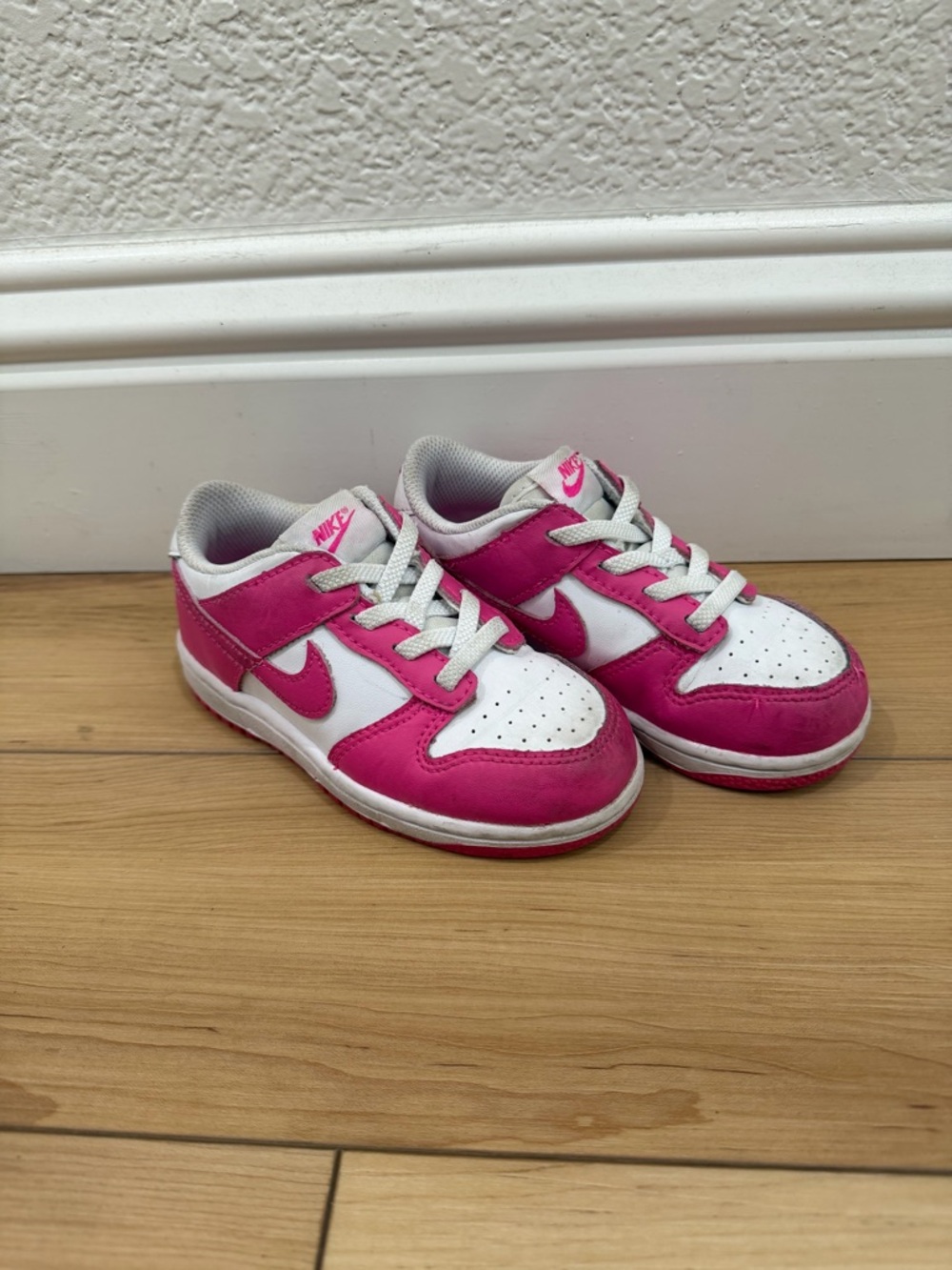 Nike Dunk Low Girls Pink and White Low-Top Sneakers 9C